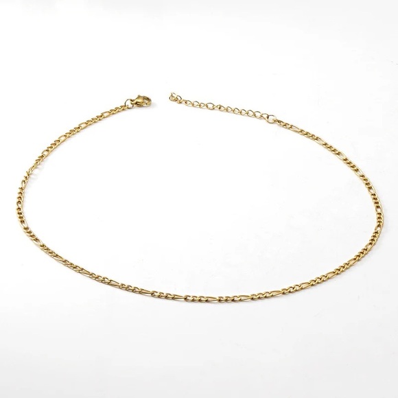 18K Gold Plated Figaro Chain Necklace*Unisex Necklace*Men’s Minimalist 18” *ZX - Picture 2 of 6